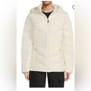 NWT Calvin Klein quilted hooded jacket in warm cream